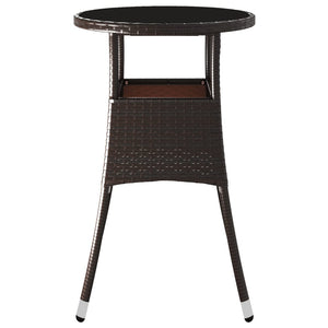 vidaXL Garden Table Ø60x75 cm Tempered Glass and Poly Rattan Brown