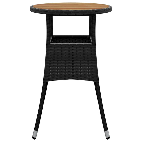 vidaXL Garden Table Ø60x75 cm Acacia Wood and Poly Rattan Black