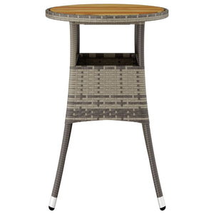 vidaXL Garden Table Ø60x75 cm Acacia Wood and Poly Rattan Grey