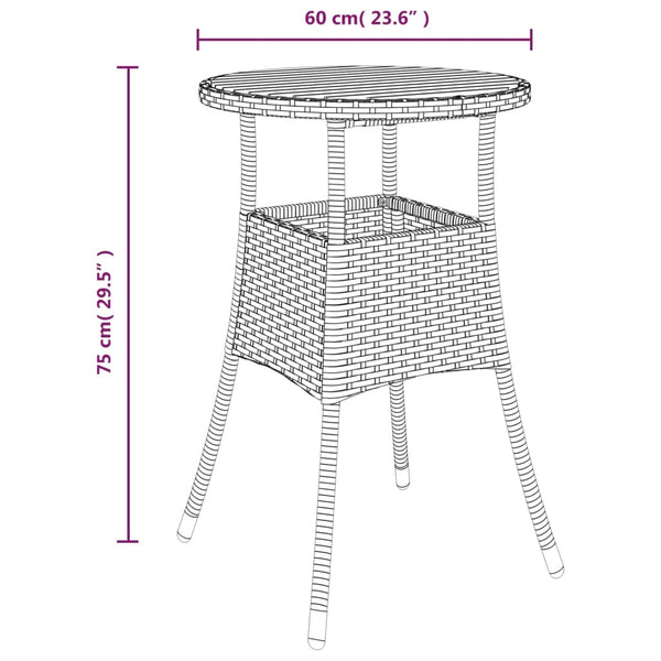 vidaXL Garden Table Ø60x75 cm Acacia Wood and Poly Rattan Grey