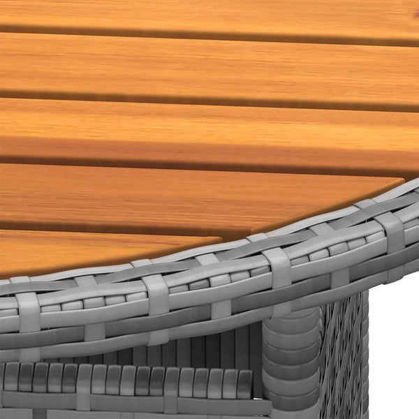 vidaXL Garden Table Ø80x75 cm Acacia Wood and Poly Rattan Grey