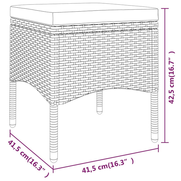 vidaXL 4-Piece Garden Chair and Stool Set Poly Rattan Grey