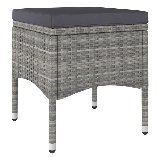 vidaXL 4-Piece Garden Chair and Stool Set Poly Rattan Grey