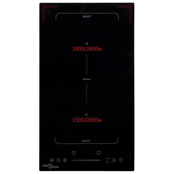 vidaXL Flex Zone Induction Cooktop with 2 Hobs Touch Control 3500 W