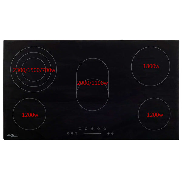 vidaXL Ceramic Hob with 5 Plates Touch Control 77 cm 8500 W