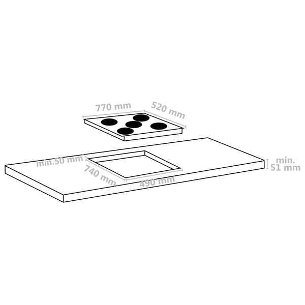 vidaXL Ceramic Hob with 5 Plates Touch Control 77 cm 8500 W