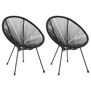 vidaXL Moon Garden Chairs 2 pcs Rattan Black