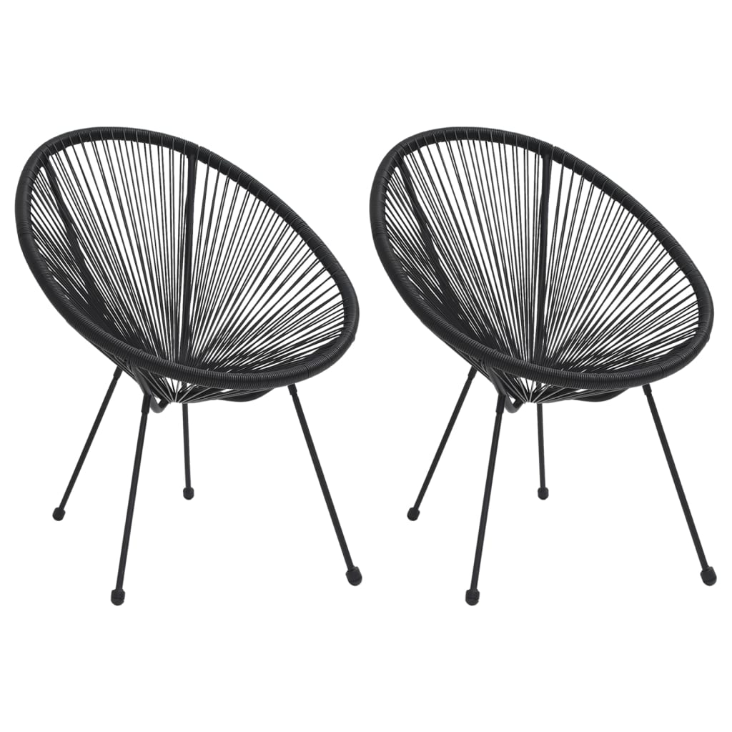 vidaXL Moon Garden Chairs 2 pcs Rattan Black