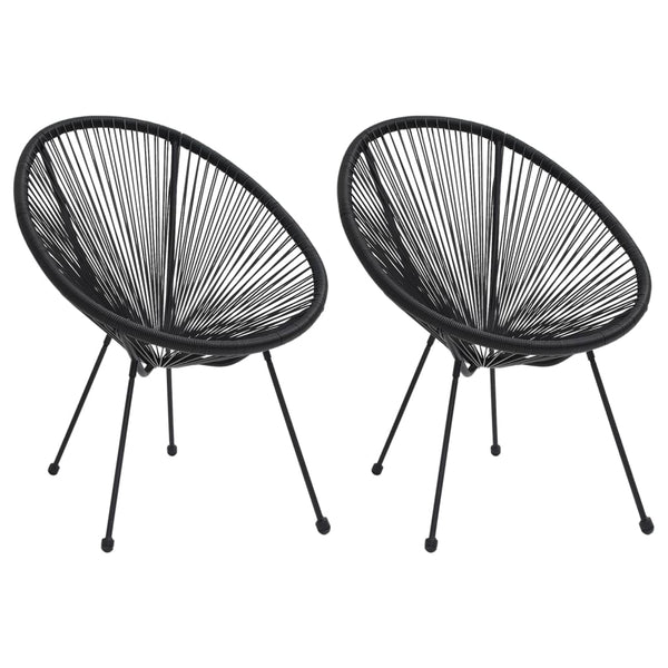 vidaXL Moon Garden Chairs 2 pcs Rattan Black
