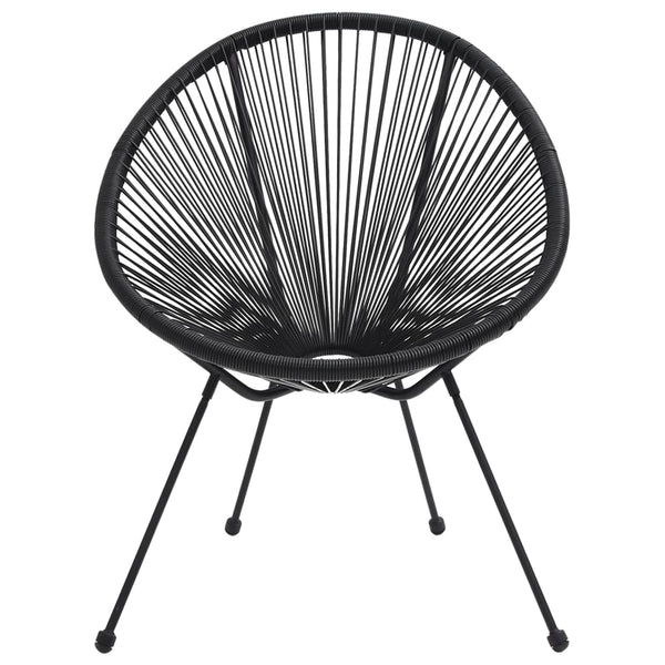 vidaXL Moon Garden Chairs 2 pcs Rattan Black