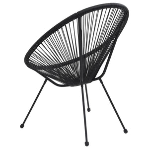 vidaXL Moon Garden Chairs 2 pcs Rattan Black