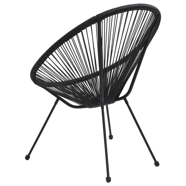 vidaXL Moon Garden Chairs 2 pcs Rattan Black