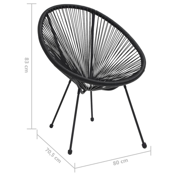 vidaXL Moon Garden Chairs 2 pcs Rattan Black