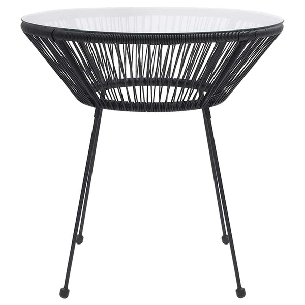 vidaXL Garden Dining Table Black Ø70x74 cm Rattan and Glass