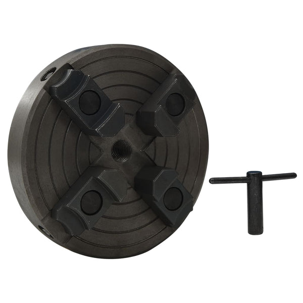 vidaXL 4-Jaw Chuck with M18 Mount Steel Black 150x63 mm