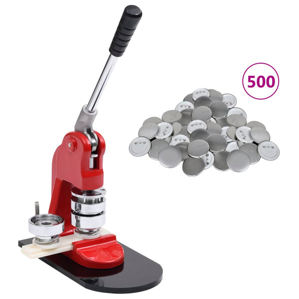 vidaXL Button Maker with 500 Button Parts 44 mm
