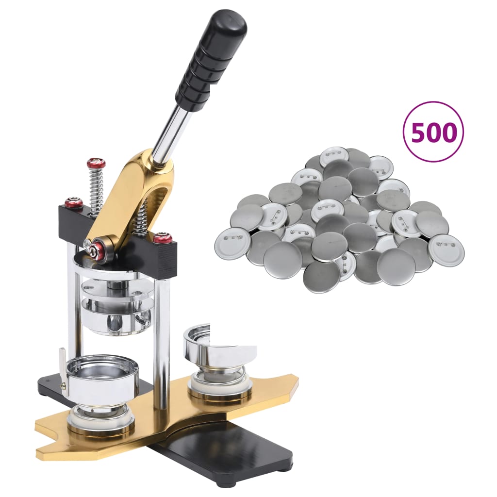vidaXL Button Maker with 500 Button Parts 37 mm Rotating Die