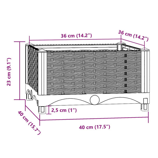 vidaXL Raised Garden Bed 40x40x23 cm Polypropylene
