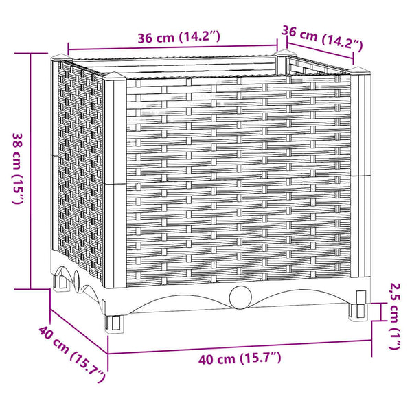 vidaXL Raised Garden Bed 40x40x38 cm Polypropylene