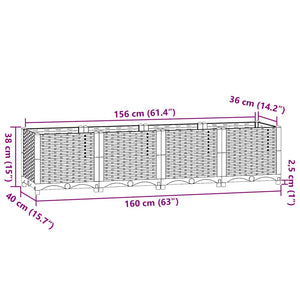 vidaXL Raised Garden Bed 160x40x38 cm Polypropylene