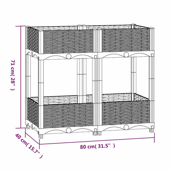 vidaXL Raised Garden Bed 80x40x71 cm Polypropylene