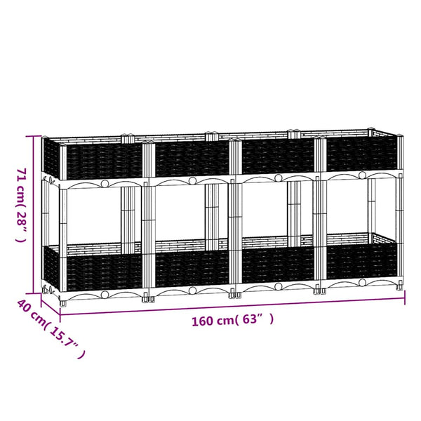 vidaXL Raised Garden Bed 160x40x71 cm Polypropylene