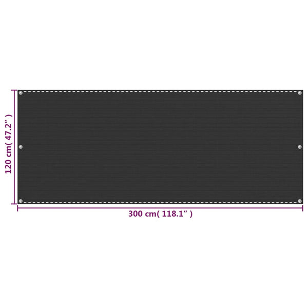 vidaXL Balcony Privacy Screen Anthracite 120x300 cm HDPE