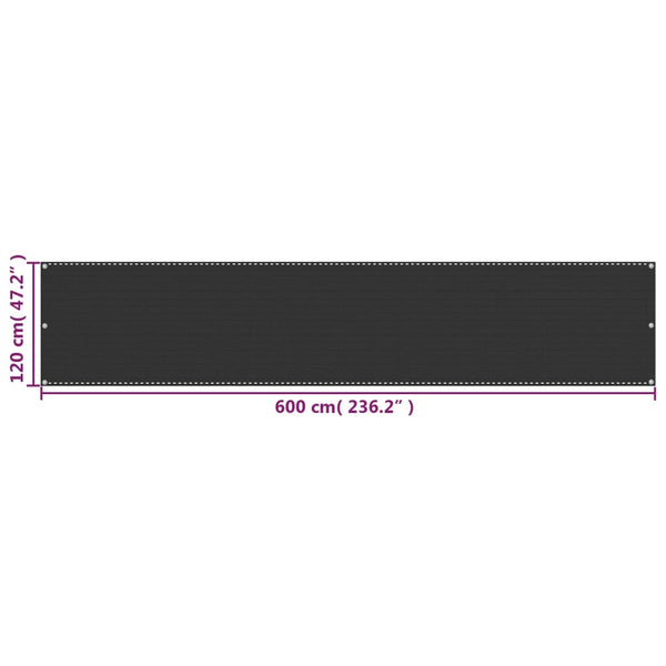 vidaXL Balcony Privacy Screen Anthracite 120x600 cm HDPE