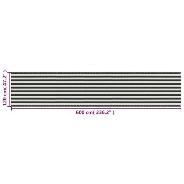 vidaXL Balcony Privacy Screen HDPE 120x600 cm Anthracite and White