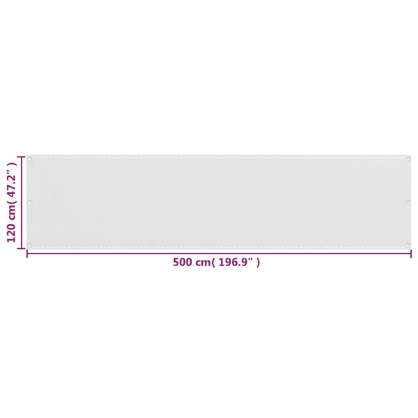 vidaXL Balcony Privacy Screen White 120x500 cm HDPE