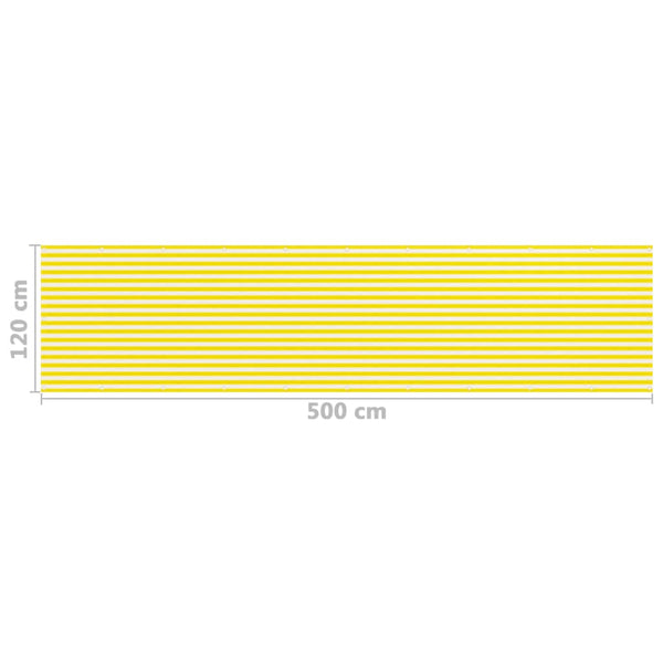 vidaXL Balcony Privacy Screen Yellow and White 120x500 cm HDPE