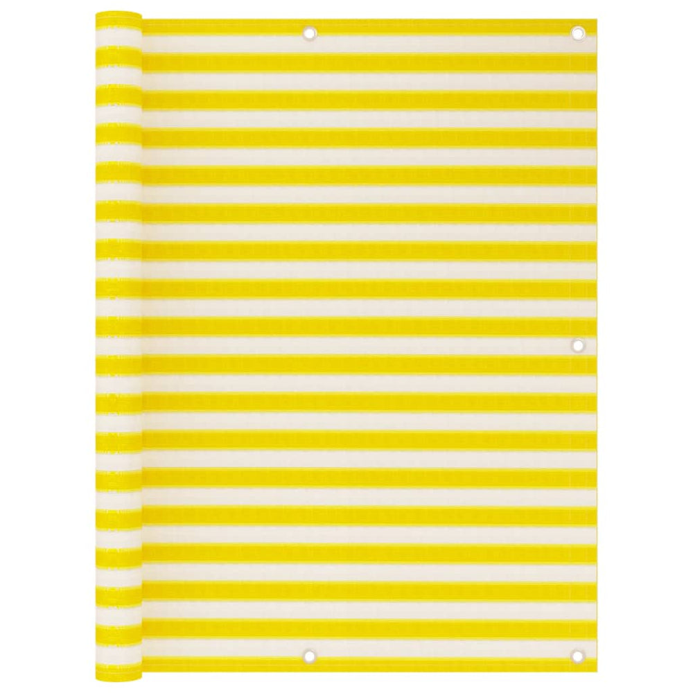 vidaXL Balcony Privacy Screen Yellow and White 120x600 cm HDPE