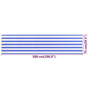 vidaXL Balcony Privacy Screen Blue and White 75x500 cm HDPE