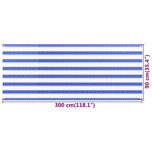 vidaXL Balcony Privacy Screen Blue and White 90x300 cm HDPE