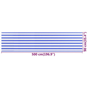 vidaXL Balcony Privacy Screen Blue and White 90x500 cm HDPE