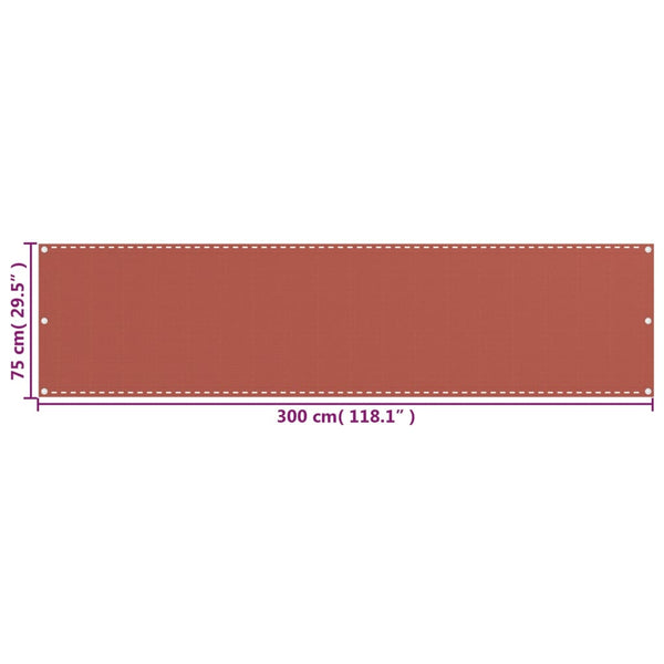 vidaXL Balcony Privacy Screen Terracotta Red 75x300 cm HDPE
