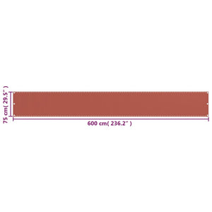 vidaXL Balcony Privacy Screen Terracotta Red 75x600 cm HDPE