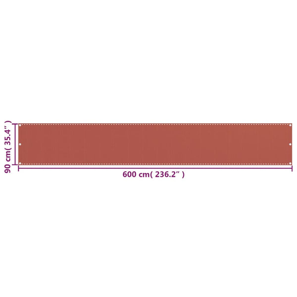vidaXL Balcony Privacy Screen Terracotta Red 90x600 cm HDPE