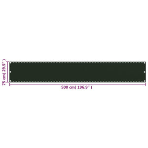 vidaXL Balcony Privacy Screen Dark Green 75x500 cm HDPE