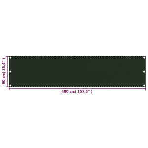 vidaXL Balcony Privacy Screen Dark Green 90x400 cm HDPE