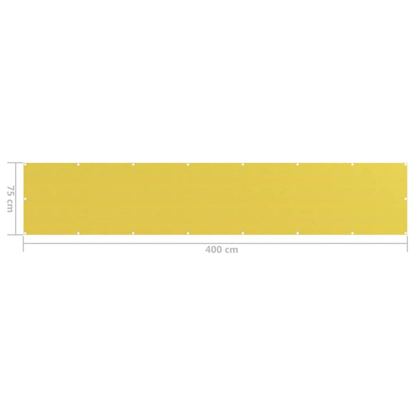 vidaXL Balcony Privacy Screen Yellow 75x400 cm HDPE