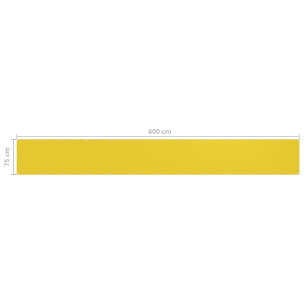 vidaXL Balcony Privacy Screen Yellow 75x600 cm HDPE