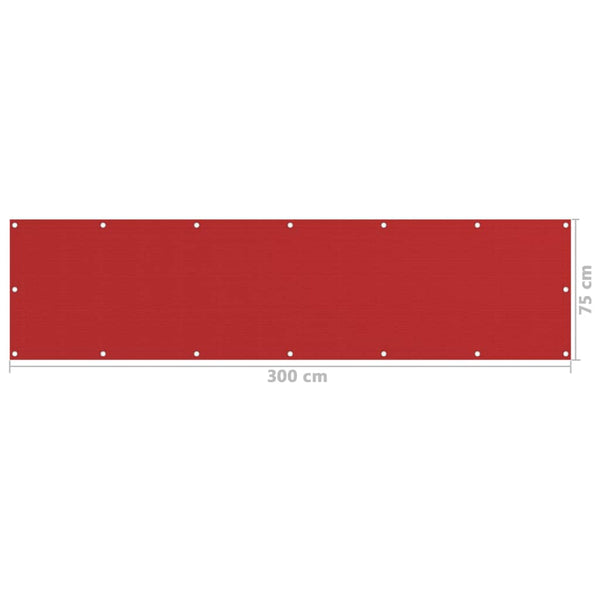 vidaXL Balcony Privacy Screen Red 75x300 cm HDPE