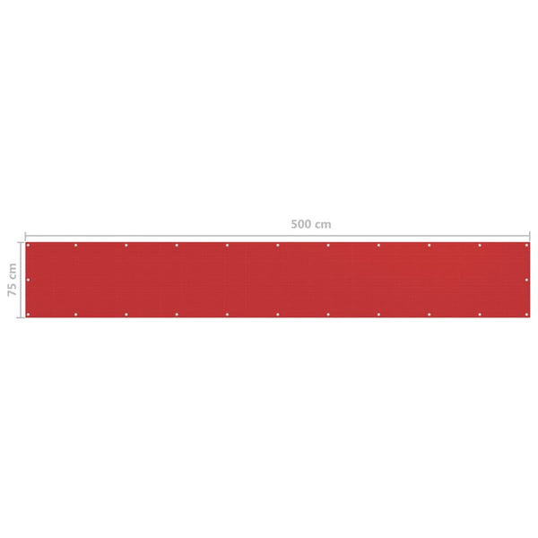 vidaXL Balcony Privacy Screen Red 75x500 cm HDPE