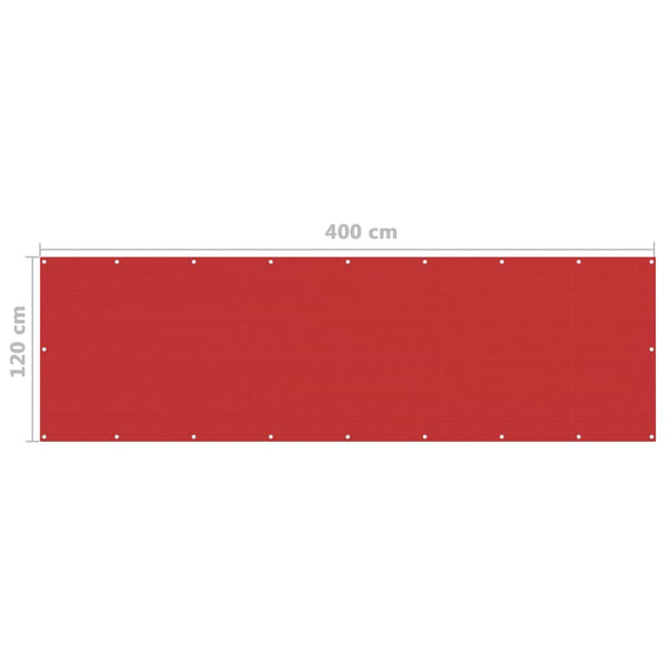 vidaXL Balcony Privacy Screen Red 120x400 cm HDPE