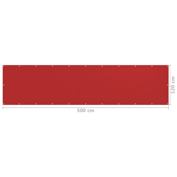 vidaXL Balcony Privacy Screen Red 120x500 cm HDPE