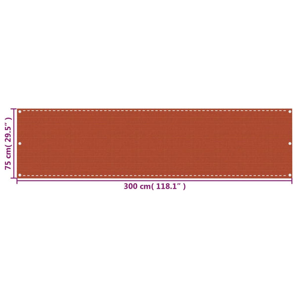 vidaXL Balcony Privacy Screen Orange 75x300 cm HDPE