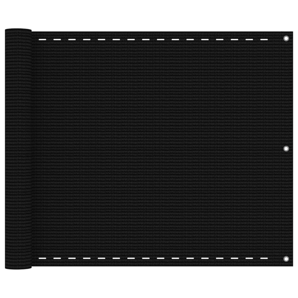 vidaXL Balcony Privacy Screen Black 75x400 cm HDPE