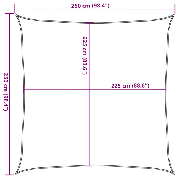 vidaXL Sun Shade Sail 160 g/m² Anthracite 2.5x2.5 m HDPE