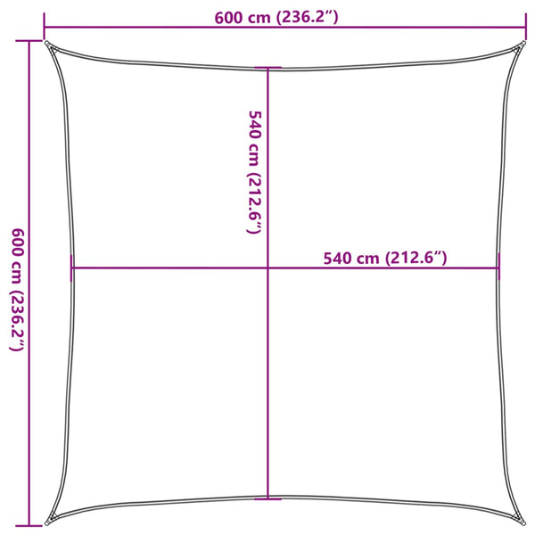 vidaXL Sun Shade Sail 160 g/m² Anthracite 6x6 m HDPE